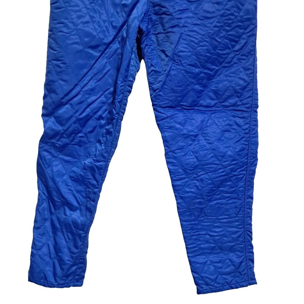 Vtg 80s Mellow Yellow Quilted Pants‎ Ski Snow Winter Womens T3 Blue - Picture 7 of 9